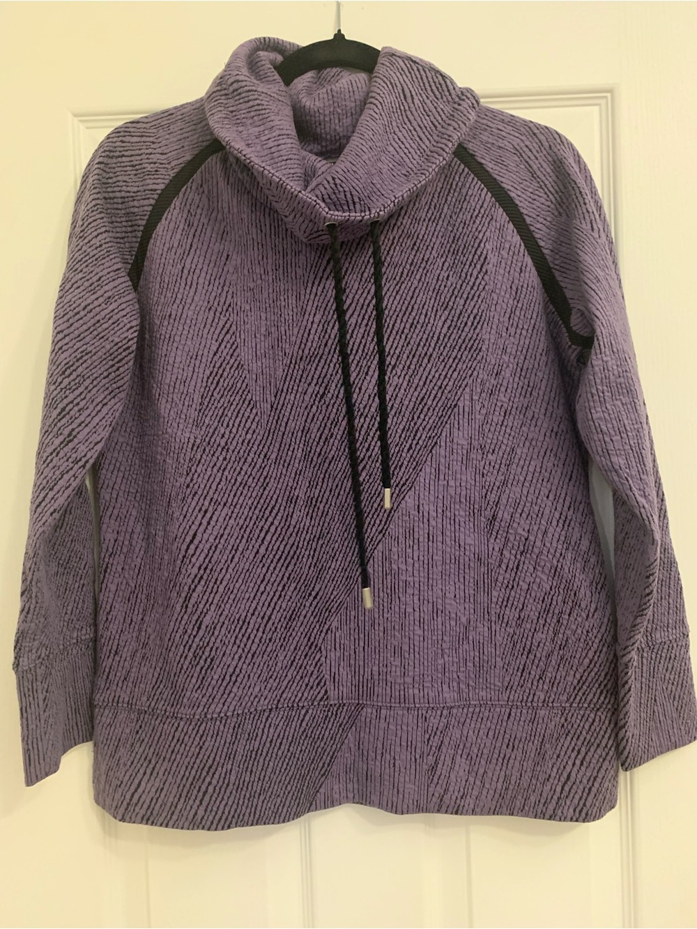 Kirkland Signature Lavender Purple Cowl-Neck Sweater with Black Trim